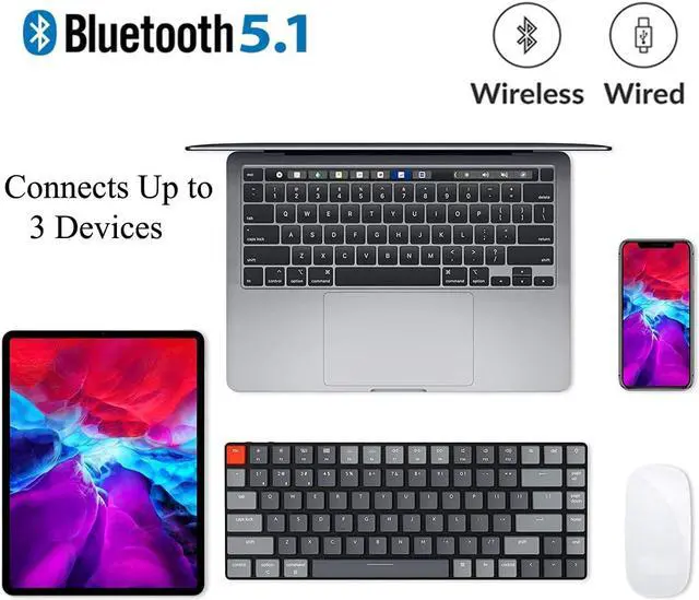 Alt view image 2 of 7 - Keychron K3 Version 2, 75% Layout 84 Keys Ultra-Slim Wireless Bluetooth/USB Wired Mechanical Keyboard with White Backlit, Hot-Swappable Low-Profile Keychron Optical Brown Switch for Mac Windows