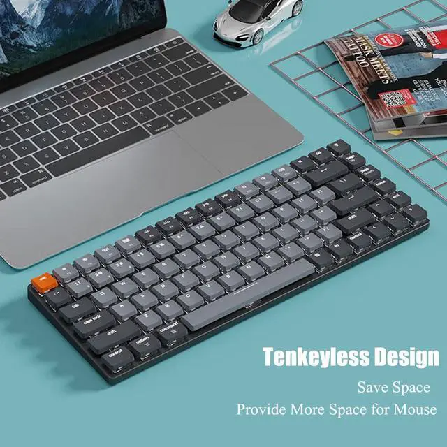 Alt view image 3 of 7 - Keychron K3 Version 2, 75% Layout 84 Keys Ultra-Slim Wireless Bluetooth/USB Wired Mechanical Keyboard with White Backlit, Hot-Swappable Low-Profile Keychron Optical Brown Switch for Mac Windows