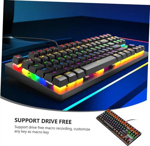 Alt view image 4 of 7 - Gadpiparty 1pc Rainbow Mechanical Gaming Keyboard Ergonomic USB Keyboard Macro Recording Keys Black Backlight for Gaming and Office Use