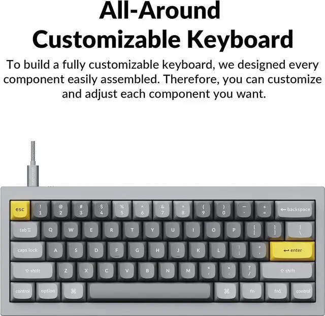 Alt view image 5 of 7 - Keychron Q4 Wired Custom Mechanical Keyboard, QMK/VIA Programmable Macro, Full Aluminum, Hot-Swappable Gateron G Pro Red Switch, 60% Layout Double Gasket Compatible with Mac and Windows - Gray