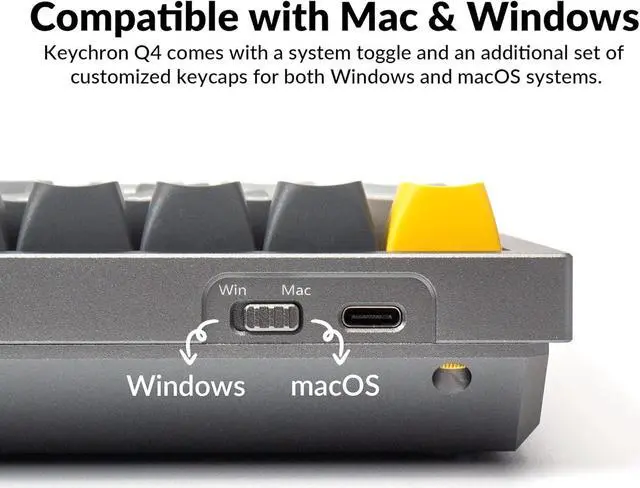 Alt view image 6 of 7 - Keychron Q4 Wired Custom Mechanical Keyboard, QMK/VIA Programmable Macro, Full Aluminum, Hot-Swappable Gateron G Pro Red Switch, 60% Layout Double Gasket Compatible with Mac and Windows - Gray