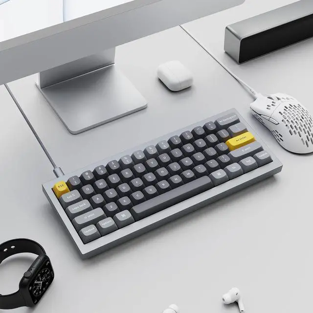 Alt view image 7 of 7 - Keychron Q4 Wired Custom Mechanical Keyboard, QMK/VIA Programmable Macro, Full Aluminum, Hot-Swappable Gateron G Pro Red Switch, 60% Layout Double Gasket Compatible with Mac and Windows - Gray