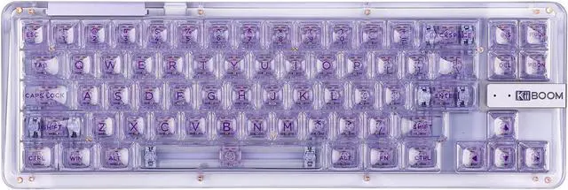 Main image of KiiBoom Phantom 68 65% Hot Swappable Crystal Gasket-Mounted Mechanical Keyboard, BT5.0/2.4GHz/USB-C Wired Wireless NKRO Gaming Keyboard with South-Facing RGB, 4000mAh Battery for Win/Mac(Purple)