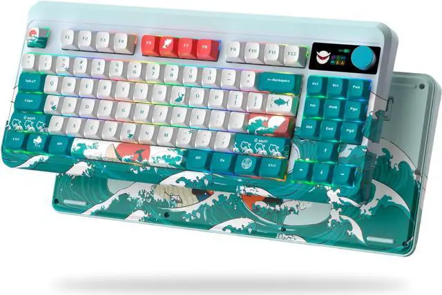 Main image of Womier Retro 75% Gaming Keyboard with OLED Display&Knob, M87 Pro Bluetooth 5.1/2.4GHz /USB-C Wireless Mechanical Keyboard with Hot-Swappable Custom Switch, Compact RGB Keyboard (Coral Sea)