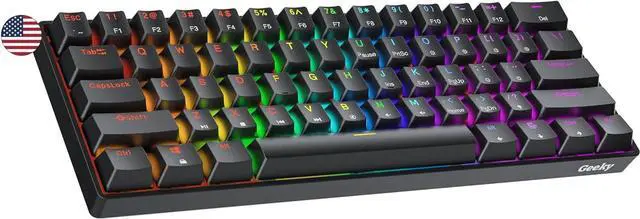 Main image of Geeky GK61 SE 60% | Mechanical Gaming Keyboard | 61 Keys Multi Color RGB LED Backlit for PC/Mac Gamer | ANSI US American Layout (Black, Mechanical Black)