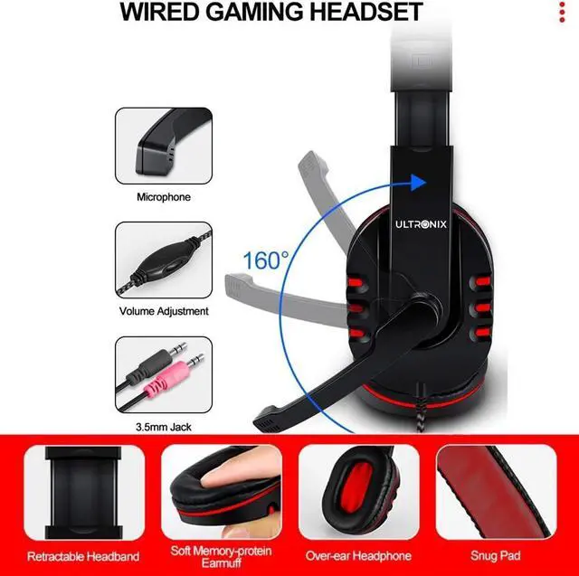 Alt view image 4 of 7 - Ultronix Wired RGB Backlit Gaming Keyboard, Gaming Mouse, Gaming Mouse Pad, Gaming Headset Combo All in One PC Gamer Bundle for Windows PC and Xbox/PS4