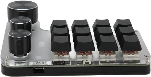 Alt view image 5 of 7 - 12 Keys One Handed Mechanical Gaming Keyboard, Mini Keypad Programmable Macro Keyboard with 3 Knobs, Portable BT USB Macro Mechanical Keyboard for Office Gaming