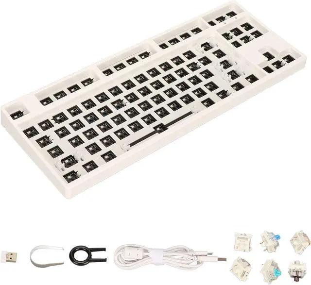 Main image of DIY Mechanical Keyboard Kit, 87 Key RGB TKL Layout Switch Gaming Keyboard Hot Swap ABS Aluminum Alloy Modular Mechanical Keyboard for DIY(White)