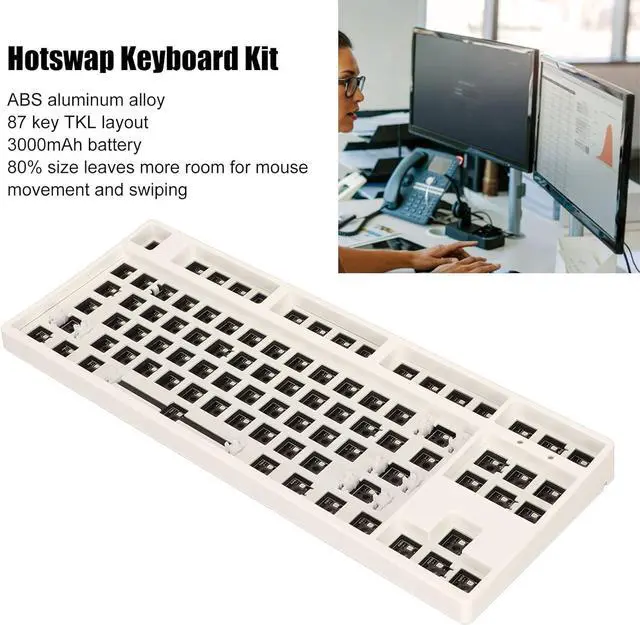 Alt view image 3 of 7 - DIY Mechanical Keyboard Kit, 87 Key RGB TKL Layout Switch Gaming Keyboard Hot Swap ABS Aluminum Alloy Modular Mechanical Keyboard for DIY(White)