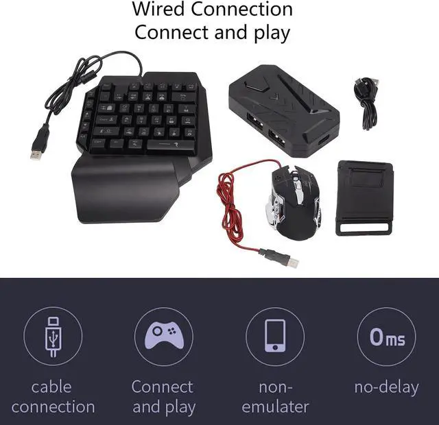 Alt view image 7 of 7 - Zyyini One-Handed Keyboard and Mouse Converter, Gaming Keyboard and Mouse Combination, Keyboard and Mouse Converter Set, Without Emulator, Without delay, with Quick Charging Interface(Black)