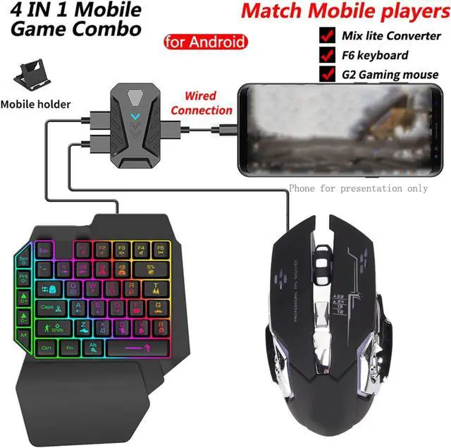 Alt view image 4 of 7 - Zyyini One-Handed Keyboard and Mouse Converter, Gaming Keyboard and Mouse Combination, Keyboard and Mouse Converter Set, Without Emulator, Without delay, with Quick Charging Interface(Black)