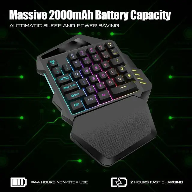 Alt view image 4 of 7 - One Handed Gaming Keyboard, 2.4G Wire Less RGB One Handed Mechanical Gaming Keyboard, RGB Backlit 35 Keys Portable Mini Gaming Keypad, Mechanical Keyboard for Game