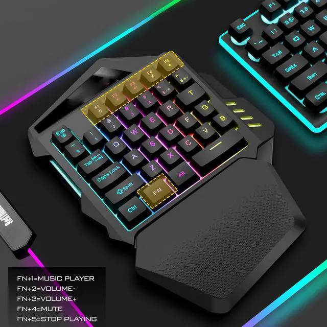 Alt view image 2 of 7 - One Handed Gaming Keyboard, 2.4G Wire Less RGB One Handed Mechanical Gaming Keyboard, RGB Backlit 35 Keys Portable Mini Gaming Keypad, Mechanical Keyboard for Game