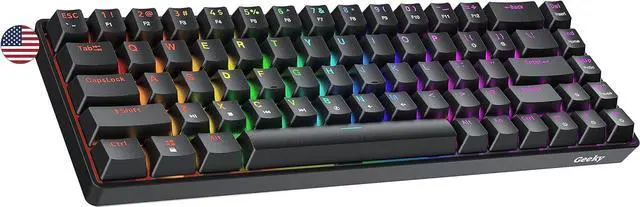 Main image of Geeky GK65 SE 65% | Mechanical Gaming Keyboard | 68 Keys Multi Color RGB LED Backlit for PC/Mac Gamer | ANSI US American Layout (Black, Mechanical Blue)