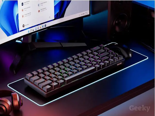 Alt view image 5 of 7 - Geeky GK65 SE 65% | Mechanical Gaming Keyboard | 68 Keys Multi Color RGB LED Backlit for PC/Mac Gamer | ANSI US American Layout (Black, Mechanical Blue)