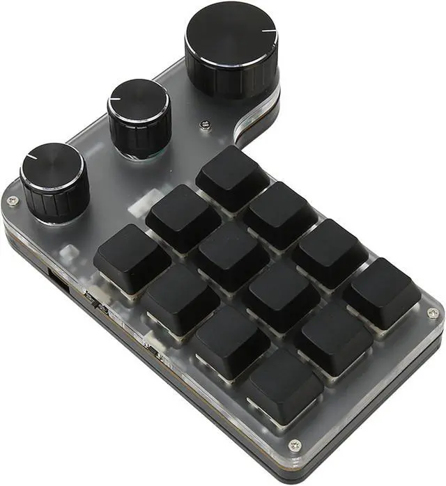 Main image of HOHXFYP Mini Mechanical Gaming Keyboard, 12 Key 3 Knob One Handed Mechanical Gaming Keyboard, Waterproof Macro Mechanical Gaming Keyboard(BT-A)