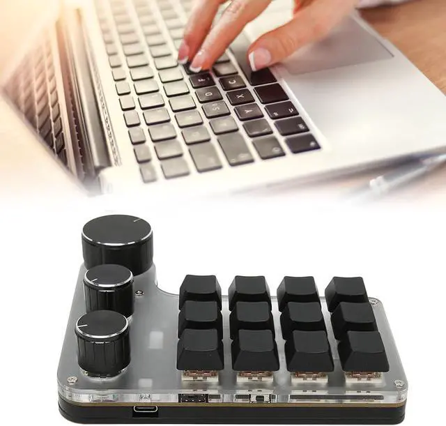 Alt view image 4 of 7 - 12 Key 3 Knob Mechanical Keyboard Red Switch Ergonomic Acrylic Customizable Mechanical Keyboard Comfortable Compatibility for Vista ((Wireless BT(Inbuilt Battery Included))