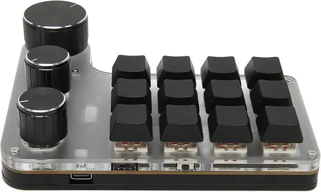 Alt view image 6 of 7 - HOHXFYP Mini Mechanical Gaming Keyboard, 12 Key 3 Knob One Handed Mechanical Gaming Keyboard, Waterproof Macro Mechanical Gaming Keyboard(BT-A)