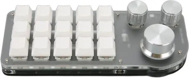 Main image of 15 Keys 3 Knobs Macro Programmable Keyboard, 2 Modes One Handed Macro Mechanical Keyboard, RGB BT Plug and Play Multifunctional Mini Gaming Keypads, Gaming Keyboards