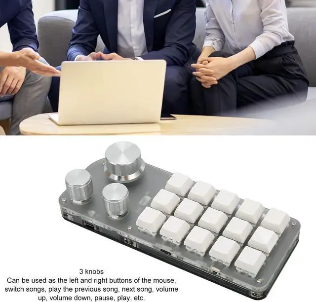 Alt view image 3 of 7 - 15 Keys 3 Knobs Macro Programmable Keyboard, 2 Modes One Handed Macro Mechanical Keyboard, RGB BT Plug and Play Multifunctional Mini Gaming Keypads, Gaming Keyboards