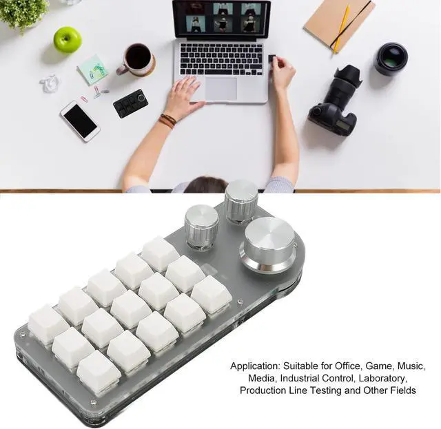 Alt view image 2 of 7 - 15 Keys 3 Knobs Macro Programmable Keyboard, 2 Modes One Handed Macro Mechanical Keyboard, RGB BT Plug and Play Multifunctional Mini Gaming Keypads, Gaming Keyboards