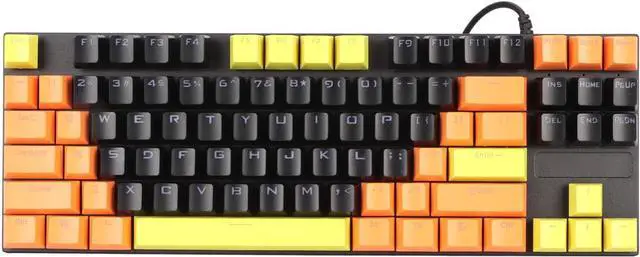 Main image of Mechanical Gaming Keyboard, 87 Key Ergonomic Wired Backlit with Blue Switch, Dynamic Running Lights, Scratch, for Competition and Daily Use