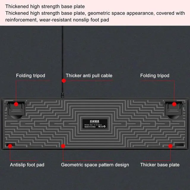 Alt view image 3 of 7 - 104 Key Mechanical Gaming Keyboard, Blue Switch, RGB Backlit, Wired, Plug and Play, for /, 28 Custom Lighting Modes (White Grey)