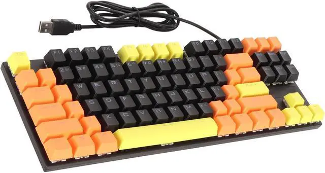 Alt view image 6 of 7 - Mechanical Gaming Keyboard, 87 Key Ergonomic Wired Backlit with Blue Switch, Dynamic Running Lights, Scratch, for Competition and Daily Use