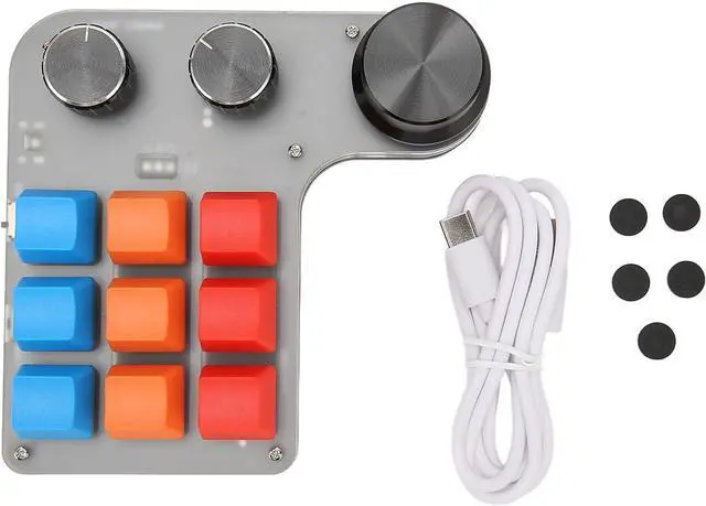 Main image of Mini Custom Keypad with 9 Keys 3 Knobs, Programmable RGB Backlit Macro Keypad for Gaming Software, Supports USB and BT Connection, Wide Application for Office, Stock, Games, etc.