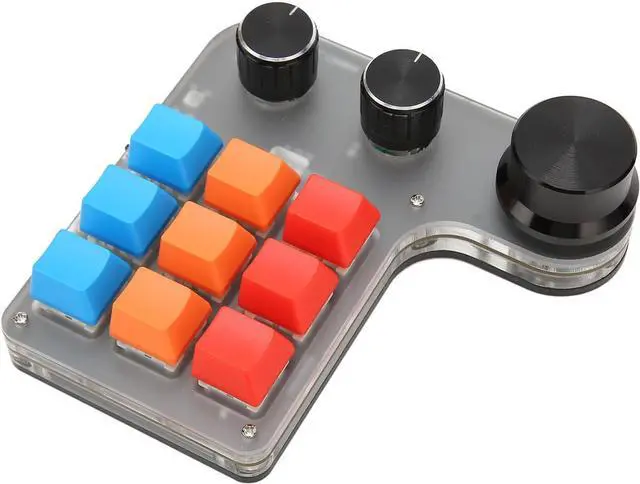 Alt view image 3 of 7 - Mini Custom Keypad with 9 Keys 3 Knobs, Programmable RGB Backlit Macro Keypad for Gaming Software, Supports USB and BT Connection, Wide Application for Office, Stock, Games, etc.