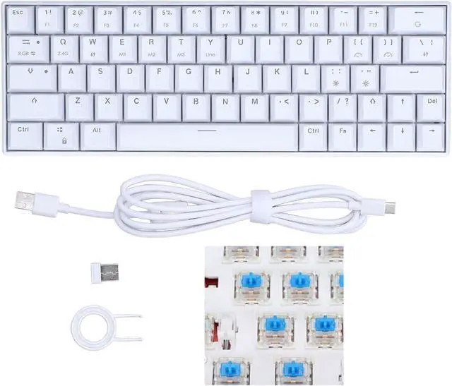 Alt view image 6 of 7 - Mechanical Gaming Keyboard, Mechanical Keyboard Long Battery Life Ergonomic Design Small Portable White for Gaming for Office for Home (Blue Switch)