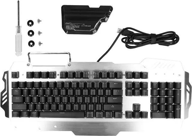Alt view image 6 of 7 - Wired Gaming Keyboard,Aluminum Alloy RGB LED Rainbow Backlit Gaming Keyboard 104 Keys Floating Keycaps Keyboard Mouse Detachable Ergonomic Wrist Rest for Windows&Mac PC Gamers (1#)