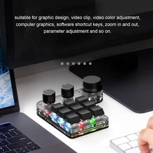Alt view image 6 of 7 - Tangxi 9 Keys 3 Knobs Mini Custom Keypad, RGB Backlit Programmable Macro Keypad for Gaming Software, for Computer Gaming Software (Black)