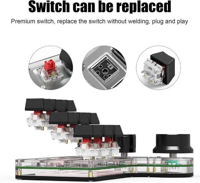 Alt view image 2 of 7 - Tangxi 9 Keys 3 Knobs Mini Custom Keypad, RGB Backlit Programmable Macro Keypad for Gaming Software, for Computer Gaming Software (Black)