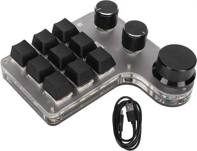 Main image of Tangxi 9 Keys 3 Knobs Mini Custom Keypad, RGB Backlit Programmable Macro Keypad for Gaming Software, for Computer Gaming Software (Black)