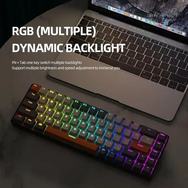 Alt view image 4 of 7 - T8 60% Mechanical Gaming Keyboard, 68 Keys Mini Programmable Wired Keyboard, Type-C RGB Backlit Keyboard (Aqua Edition Red Switch)