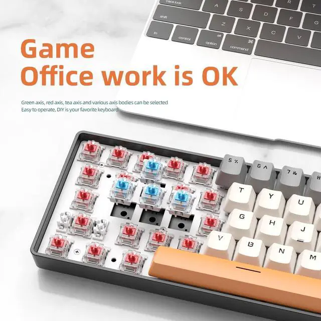 Alt view image 5 of 7 - T8 60% Mechanical Gaming Keyboard, 68 Keys Mini Programmable Wired Keyboard, Type-C RGB Backlit Keyboard (Aqua Edition Red Switch)