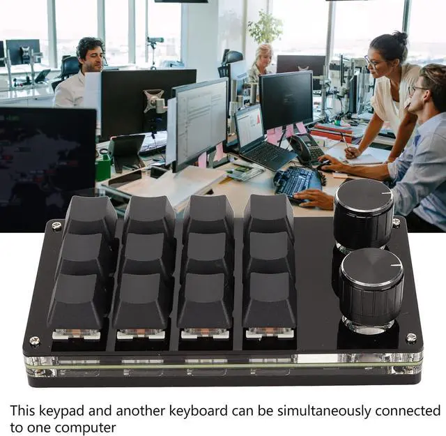 Alt view image 4 of 7 - RockVOQRN Mini Keypad 12 Keys 2 Knobs Blue Switch RGB Backlit Plug and Play for Gaming Office