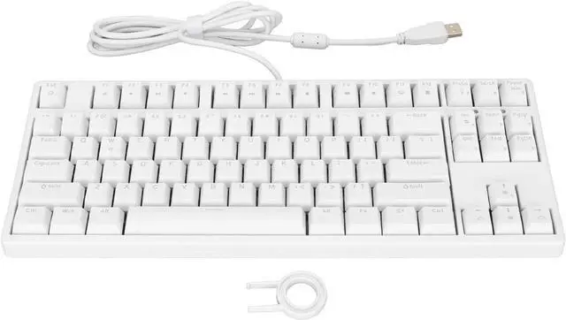 Alt view image 6 of 7 - F87 Mechanical Keyboard, Conversion Function Wired Mechanical Keyboard White Light Brown Switch 87 Keys Professional Gaming Chip for Home (White)