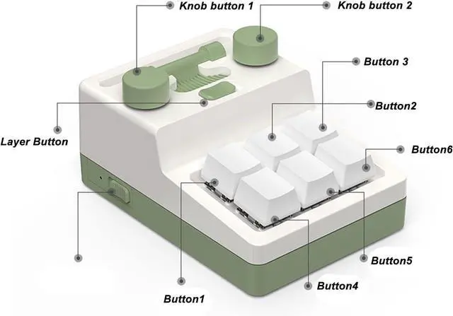 Alt view image 6 of 7 - Mini 6 Key Bluetooth Mechanical Keypad, Multifunctional Shortcut Programmable Macro Keyboard with RGB Lighting Hot Swappable for Gaming