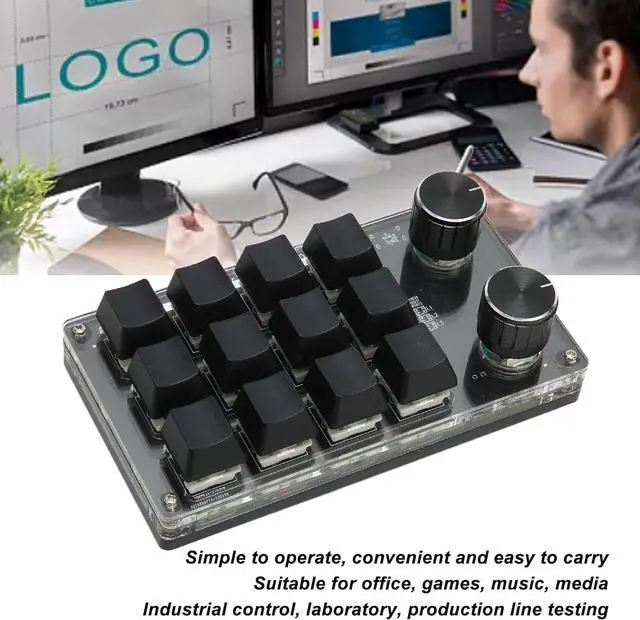 Alt view image 4 of 7 - Mini Keypad 1 Handed Mechanical Keyboard Wired USB Programmable Macro RGB Knob, Blue Switch, Portable for PC