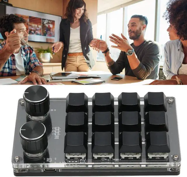 Alt view image 3 of 7 - Mini Keypad 1 Handed Mechanical Keyboard Wired USB Programmable Macro RGB Knob, Blue Switch, Portable for PC