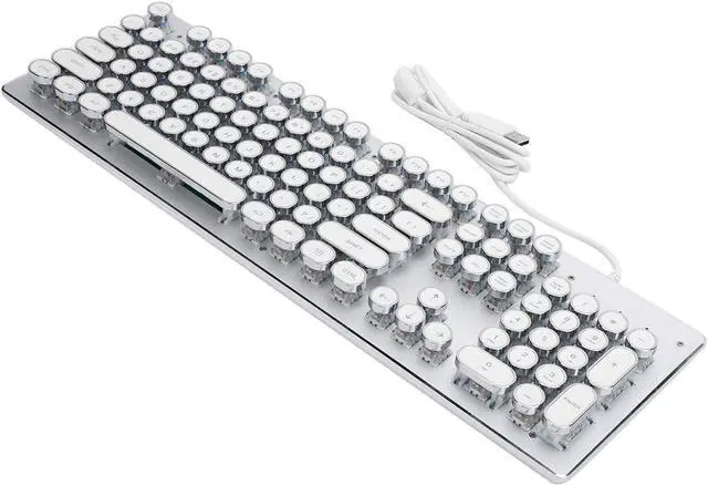 Alt view image 2 of 7 - HJK920 Universal Mechanical Computer Keyboard, Gaming Wired Classic Retro Punk Mechanical Keyboard, Ergonomic Keyboard with Mixed Backlight, 104 Round Keys(White)