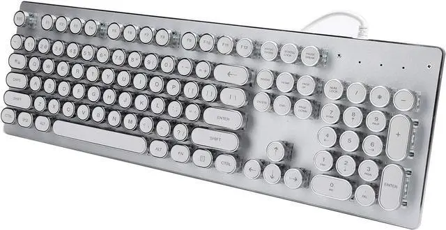 Alt view image 6 of 7 - HJK920 Universal Mechanical Computer Keyboard, Gaming Wired Classic Retro Punk Mechanical Keyboard, Ergonomic Keyboard with Mixed Backlight, 104 Round Keys(White)