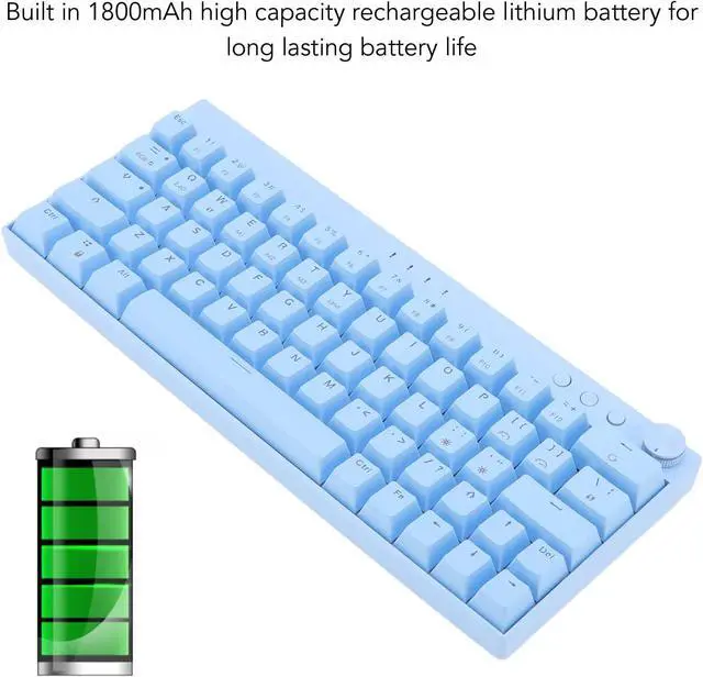 Alt view image 5 of 7 - Mechanical Keyboard, 64 Keys Wired Mechanical Keyboard Knob Design with Regulable RGB Backlight, 3 Modes N Key Rollover Gaming Keyboard, Blue(Red Switch)