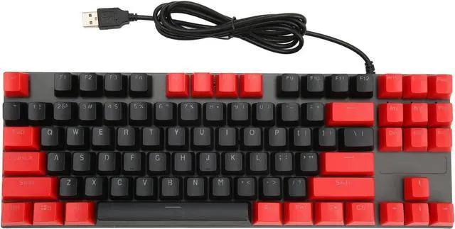 Main image of Mechanical Keyboard 87 Keys with Blue Switch, RGB Backlit, Ergonomic Design, Wired Connection for Laptop Desktop PC, Quick Response, Feature (Wired Black Red)