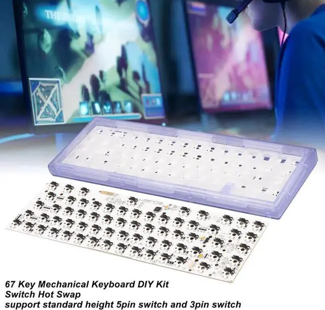 Alt view image 2 of 7 - DIY Mechanical Keyboard Kit, 67 Keys Wired Custom Gaming Keyboard, Switch Hot Swap RGB Backlit, Widely Compatible with Win 11, OS X, ABS Shell High Hardness (Purple)