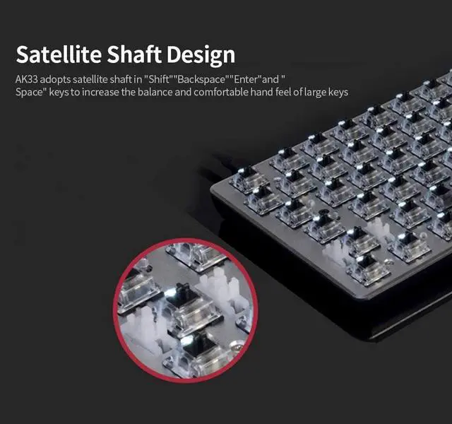 Alt view image 3 of 7 - AK33 82 Keys USB Wired Mechanical Keyboard Monochromatic Backlight Gaming Keyboard White with Black Switches