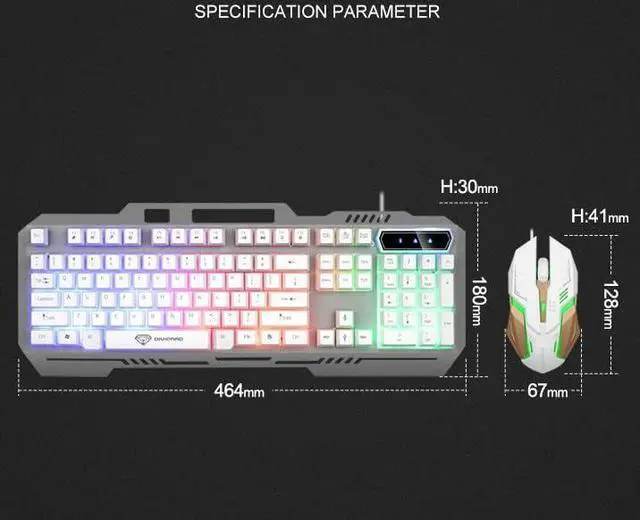 Alt view image 2 of 6 - Marycan Keyboard Mouse Combo, Mechanical Gaming Keyboard and Mouse Wired LED Backlit Keyboard Mouse Rainbow Backlit Keyboard Mouse Battery Metal Panel Gaming Keyboard and Mouse,for Office,Home,Laptop,