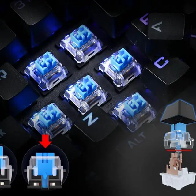 Alt view image 6 of 7 - Restokki Mechanical Keyboard RGB Waterproof Macroprogramming Wired Keyboard E Sports Blue Switch Gaming Keyboard with Wrist Pad